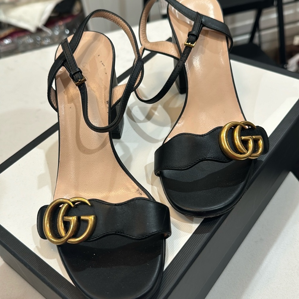 Gucci black WOMEN'S MID-HEEL SANDAL